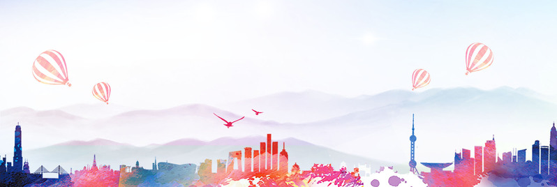 气球城市创意海报背景，高清JPG图片素材，另类风格设计，免费下载