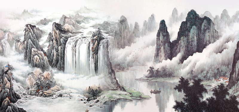 庐山瀑布绝美背景，高清JPG图片素材，创意另类设计首选，免费下载
