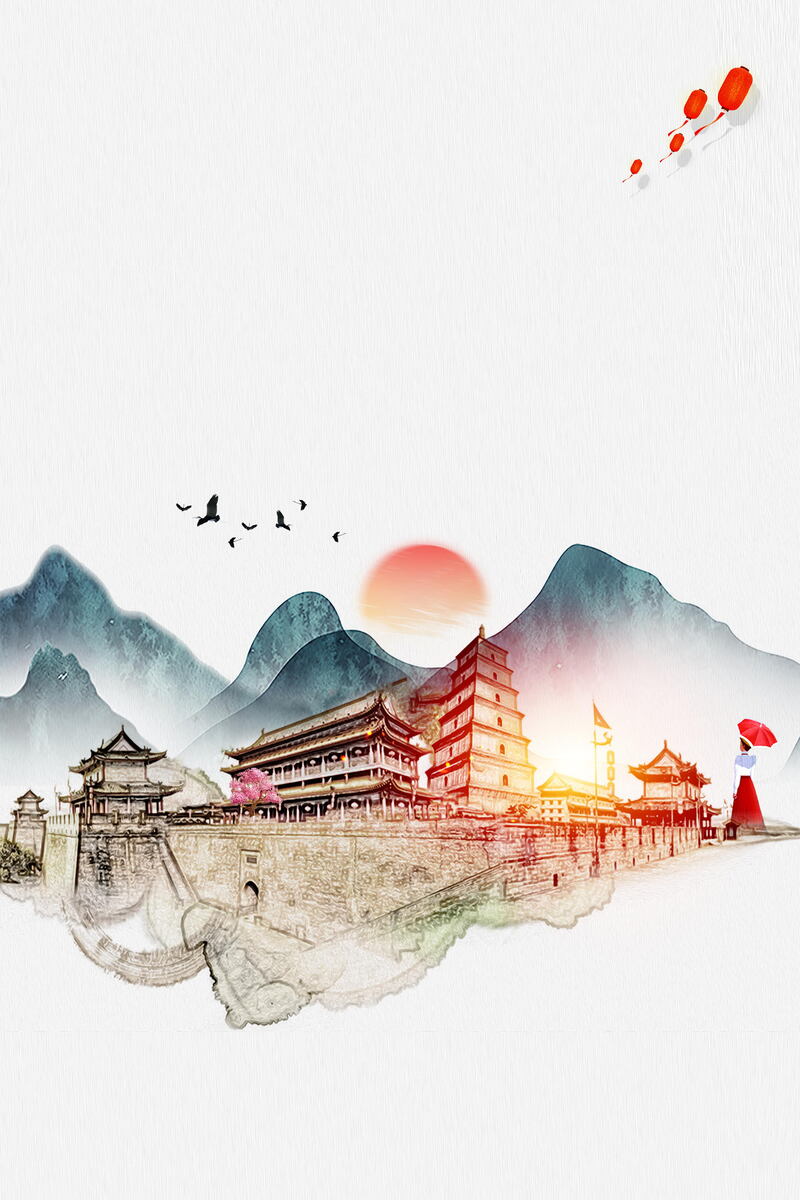 西安印象，旅游海报JPG素材，独特风格图片设计，高清下载