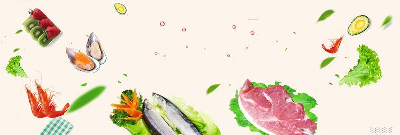 超市生鲜美食大促销，棕色banner高清JPG素材，创意图片设计下载
