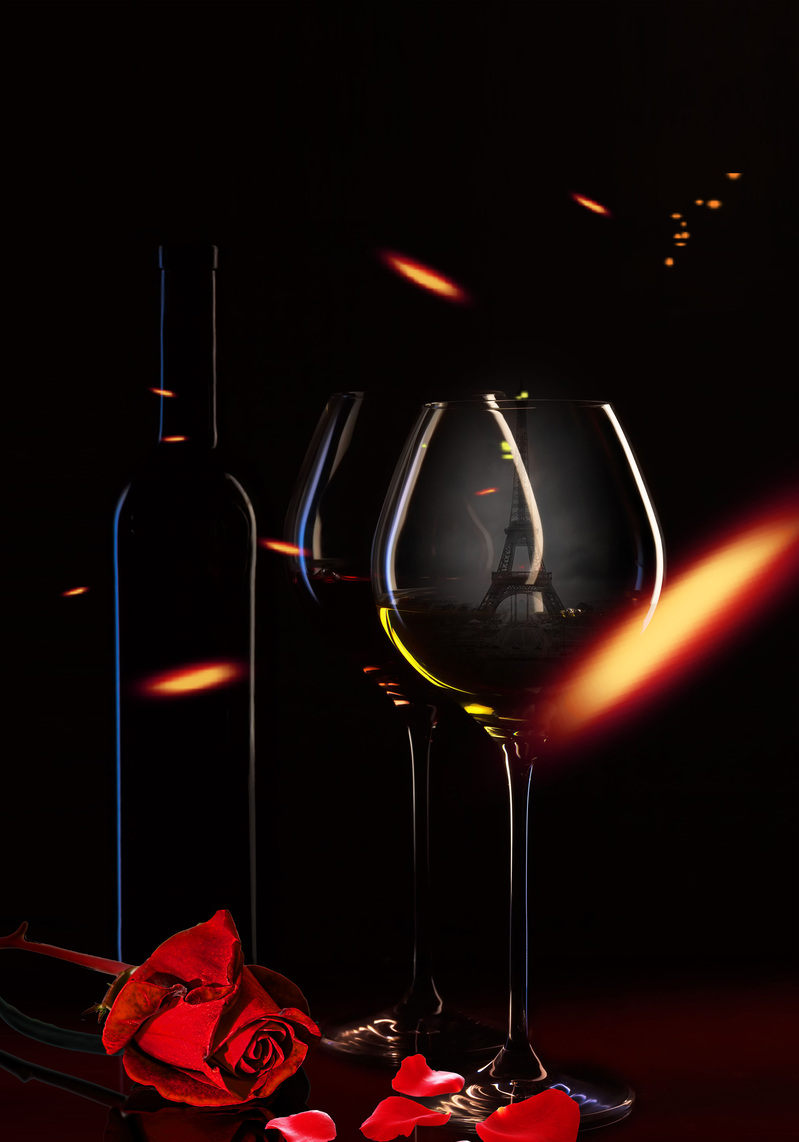 神秘黑调葡萄酒海报背景，高清JPG图片素材，创意另类设计资源下载