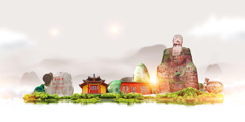 乐山大佛旅游背景图，高清JPG模板，创意图片素材下载