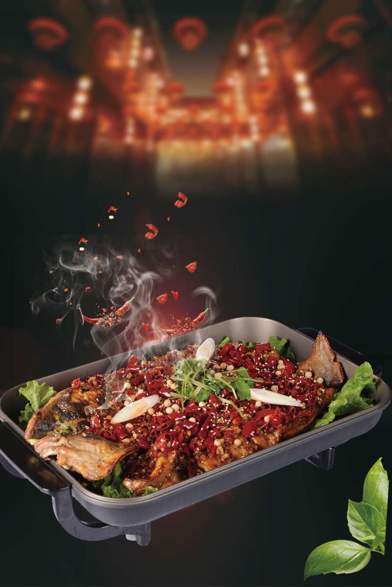 高清烤鱼美食海报背景JPG，另类图片素材，一键下载