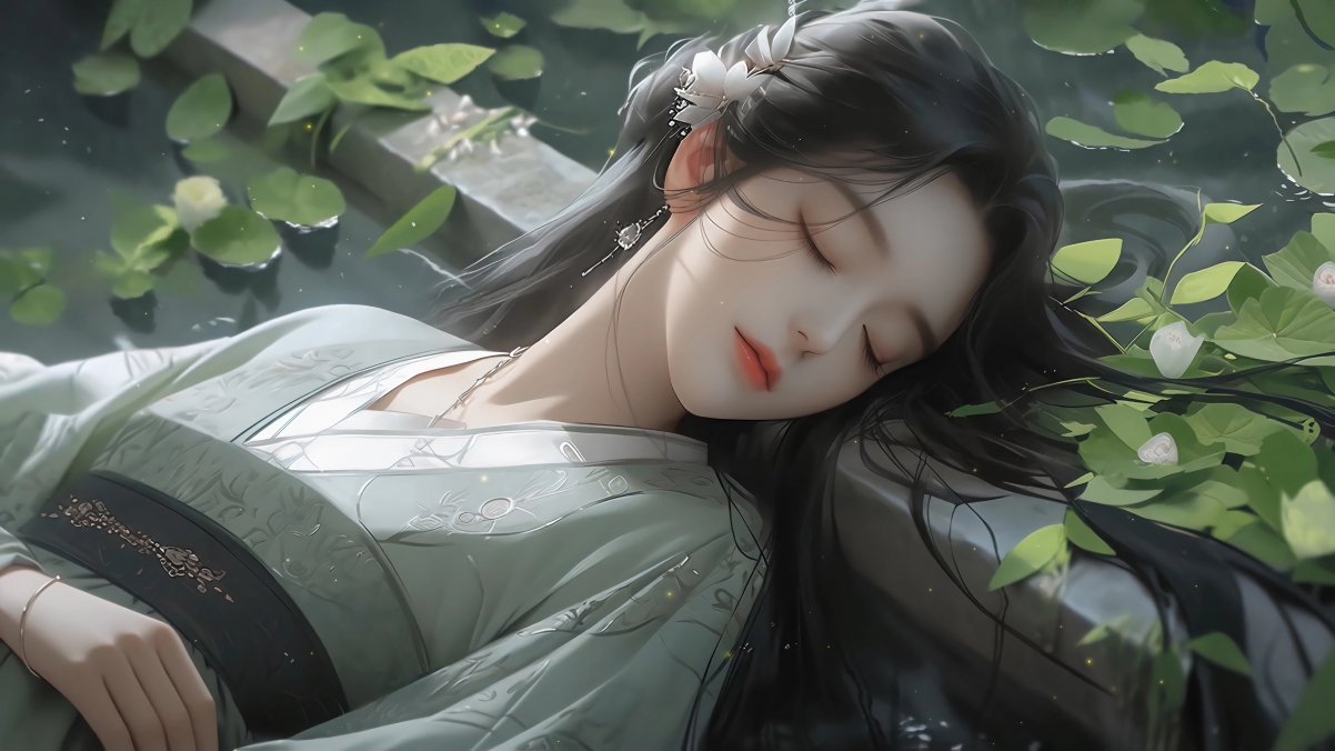 绝美古风睡美人，4K超高清壁纸，3840x2160分辨率，动漫美图任你下载