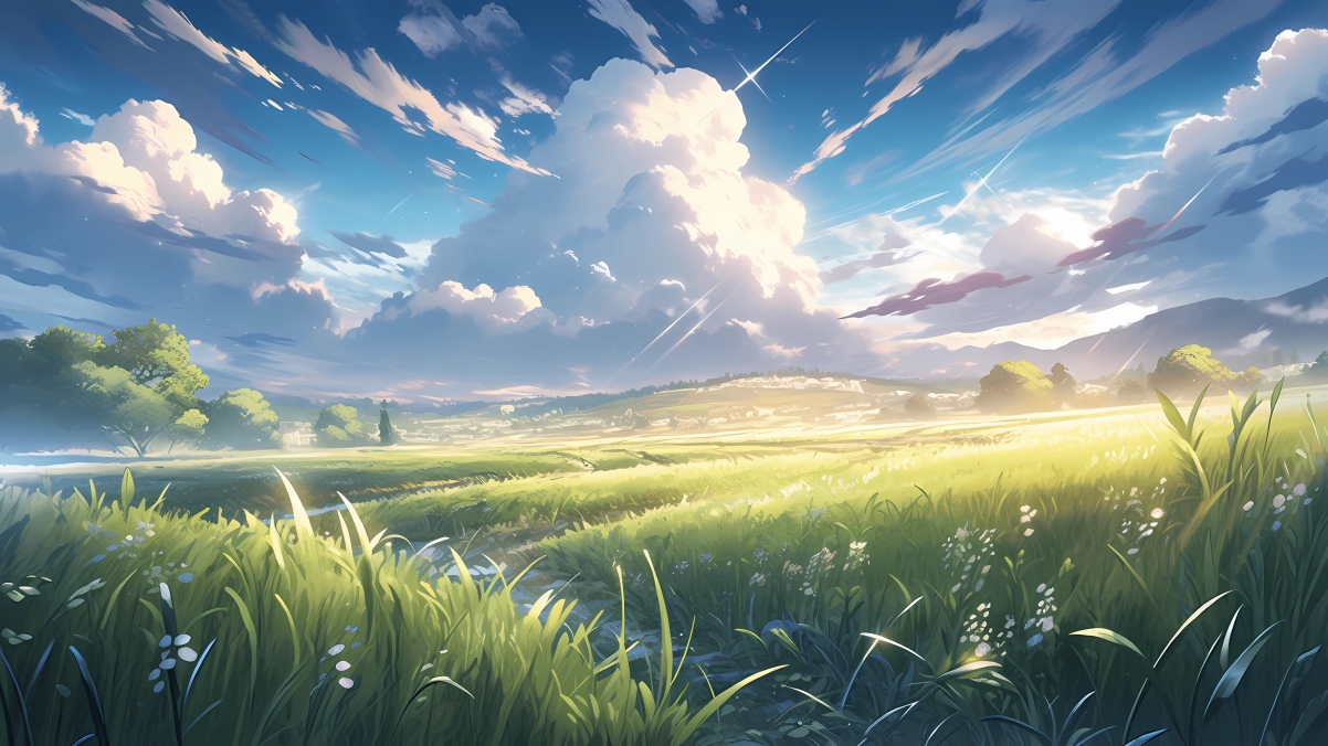 绝美天空风景，绿意盎然草地与树木，超清4K壁纸（3840x2160）免费下载