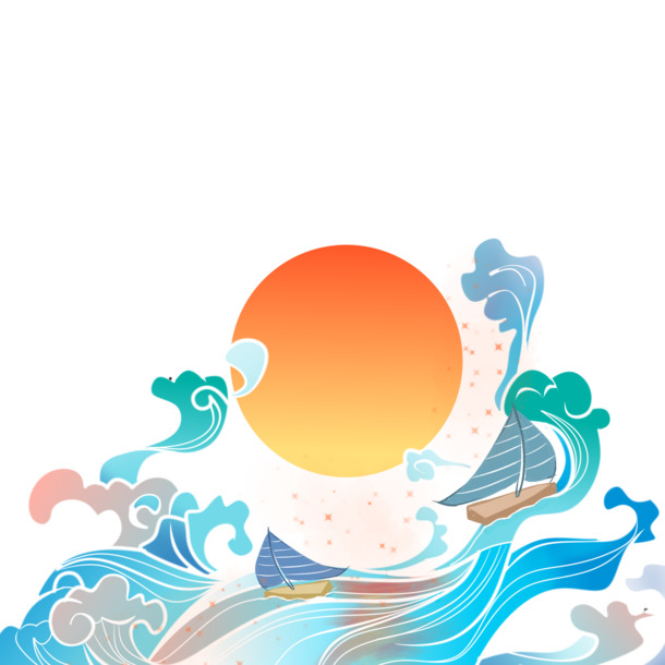 中国风海浪浪花PNG矢量素材，高清透明图片，装饰元素，免费下载