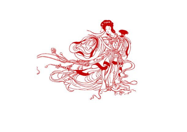 中秋节嫦娥线稿PNG，高清透明，节日元素设计素材下载