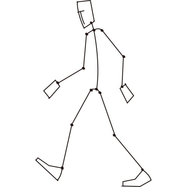 高清PNG透明线描火柴人走路图标，免抠元素，一键下载设计素材