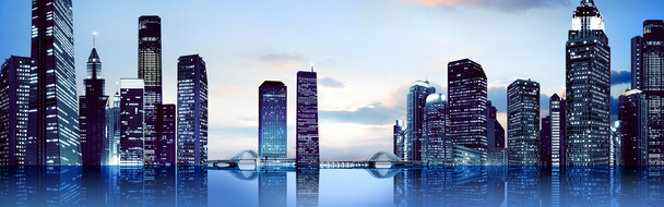 商务风城市背景PNG透明图，高清banner海报设计素材免费下载