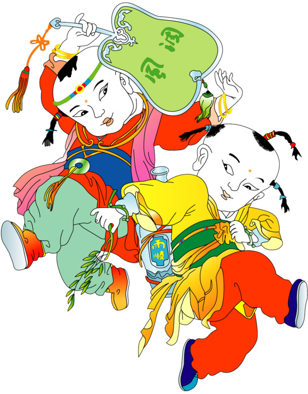 中国风娃娃年画PNG透明图片，风调雨顺庆佳节，元旦春节元宵素材下载