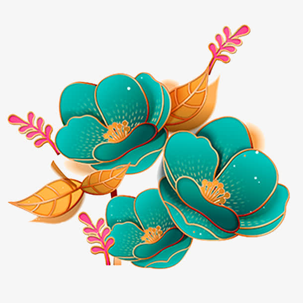 3D微立体花朵免抠PNG，手绘卡通元素，高清透明图片素材下载