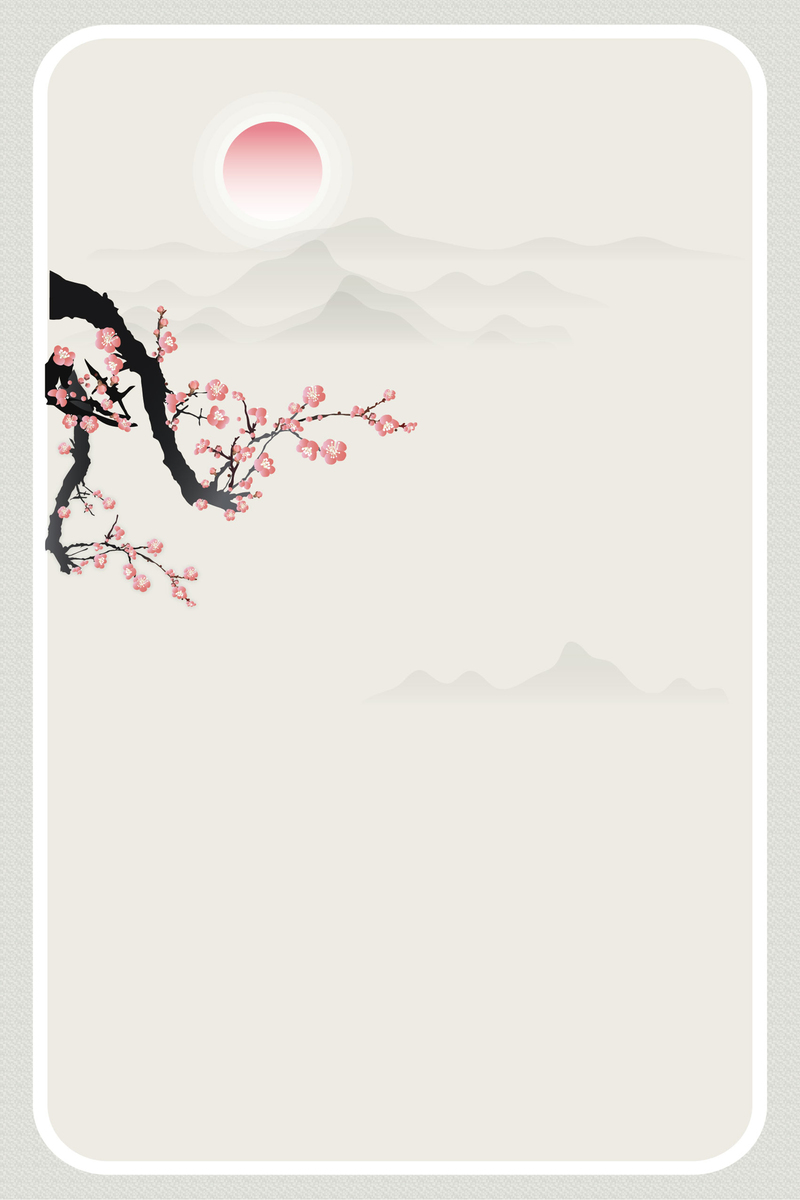 古风山水梅花矢量背景图，高清JPG下载，中国风设计素材