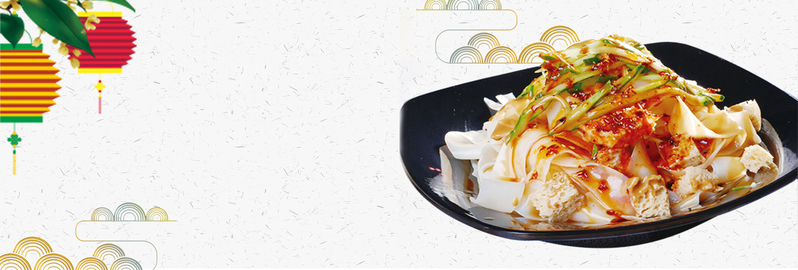 古风美食凉皮，浅灰复古风电商Banner，高清JPG素材下载