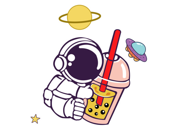 卡通宇航员太空PNG透明图，手绘元素，高清下载