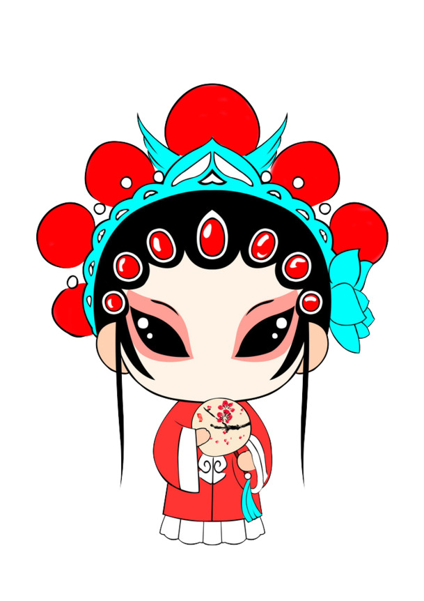 京剧卡通角色高清PNG透明图，国风装饰元素，免费下载！