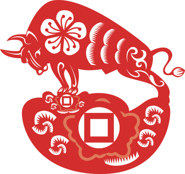 十二生肖牛PNG透明图，高清动植物元素，创意动物图片素材下载