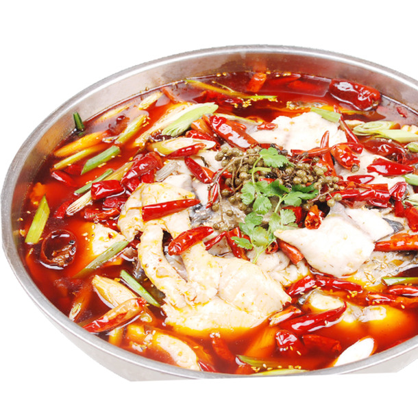 麻辣水煮鱼火锅PNG透明图，生活装饰元素，高清素材下载