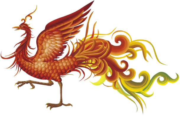 金色凤凰PNG透明图片，精美动物装饰元素，高清设计素材下载