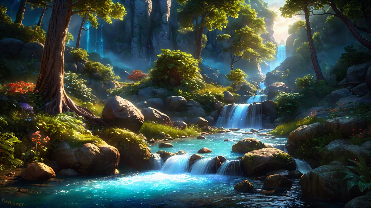 森林瀑布绝美风光，4K高清壁纸，3840x2160分辨率，免费下载