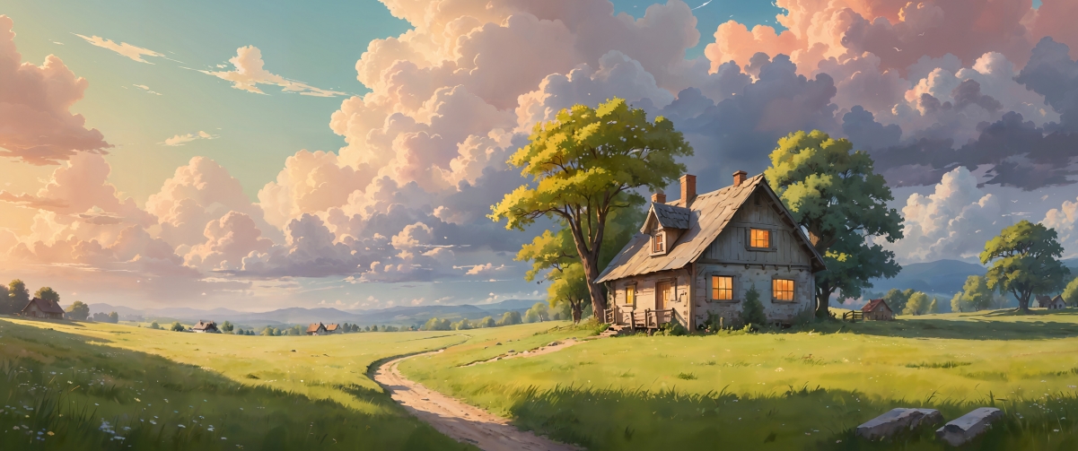 绝美田园风光，3440x1440带鱼屏4K高清壁纸，免费下载欣赏