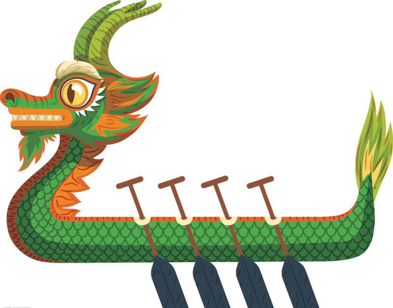 端午佳节赛龙舟，手绘动漫卡通龙舟PNG透明高清图，创意卡通元素设计素材免费下载