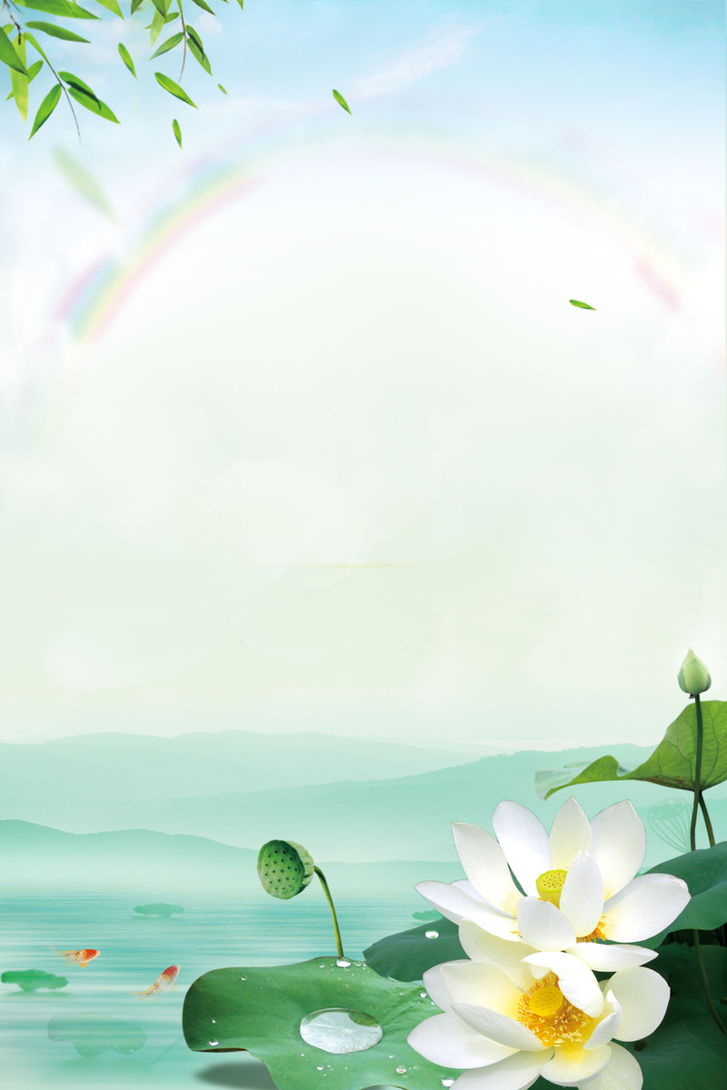 夏至节气海报，清新淡雅背景，高清JPG素材，独特图片设计，免费下载