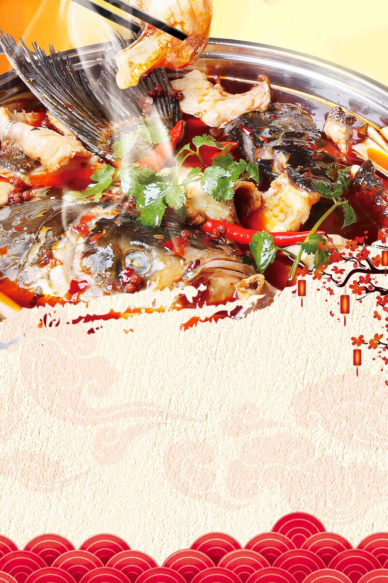 高清另类酸菜鱼美食海报背景模板JPG图片，创意图片设计素材下载