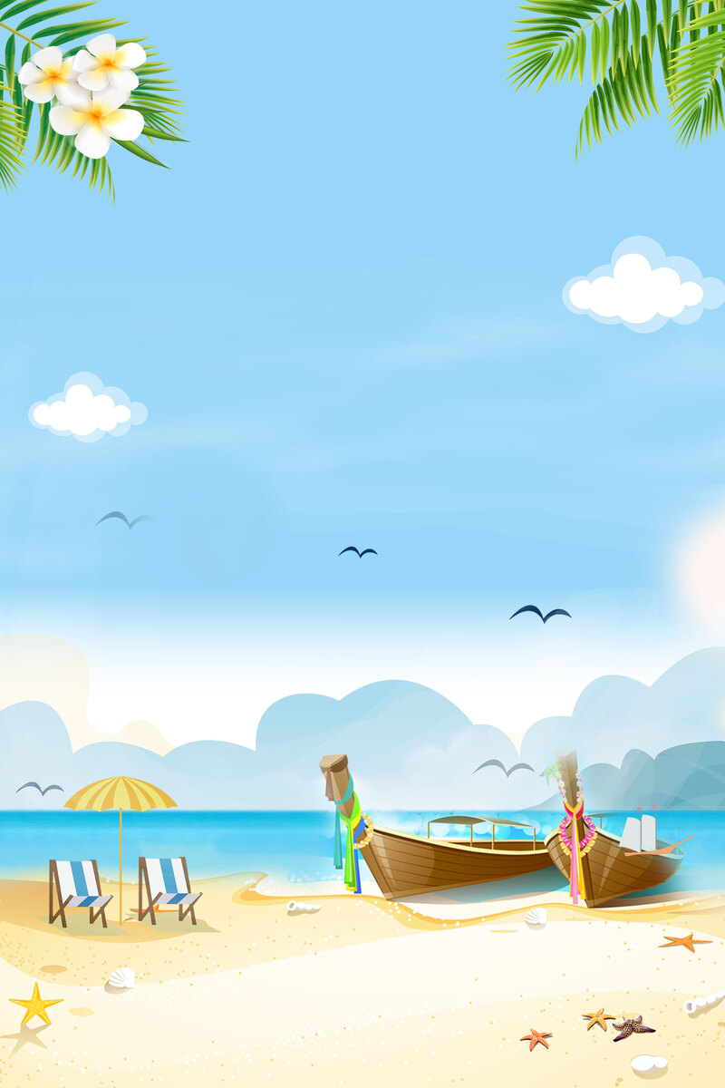 高清夏季沙滩海景旅游海报，泳边休闲设计素材，JPG格式，创意图片下载