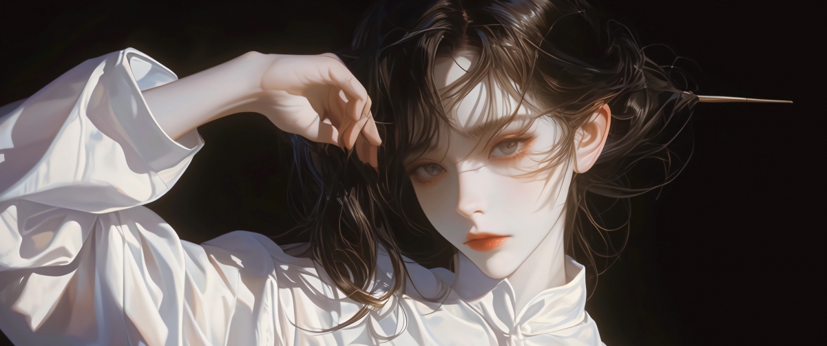 绝美白色动漫女孩，3440x1440超高清带鱼屏4K壁纸，免费下载