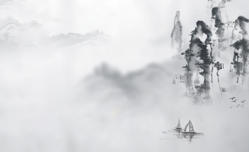 复古水墨中国风名片背景，高清JPG图片素材，一键下载！