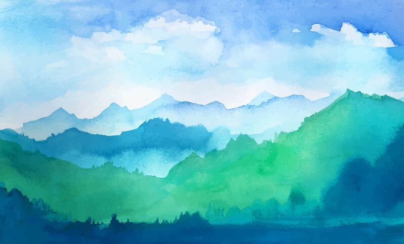 高清水墨山水插画海报背景模板JPG，另类设计素材，一键下载图片设计资源