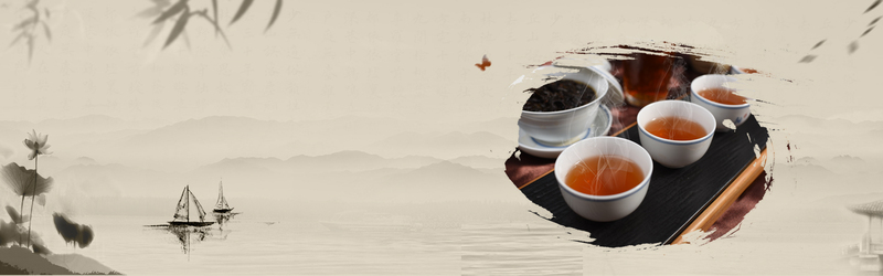 复古茶艺灰色Banner，高清JPG中国风设计素材，免费下载