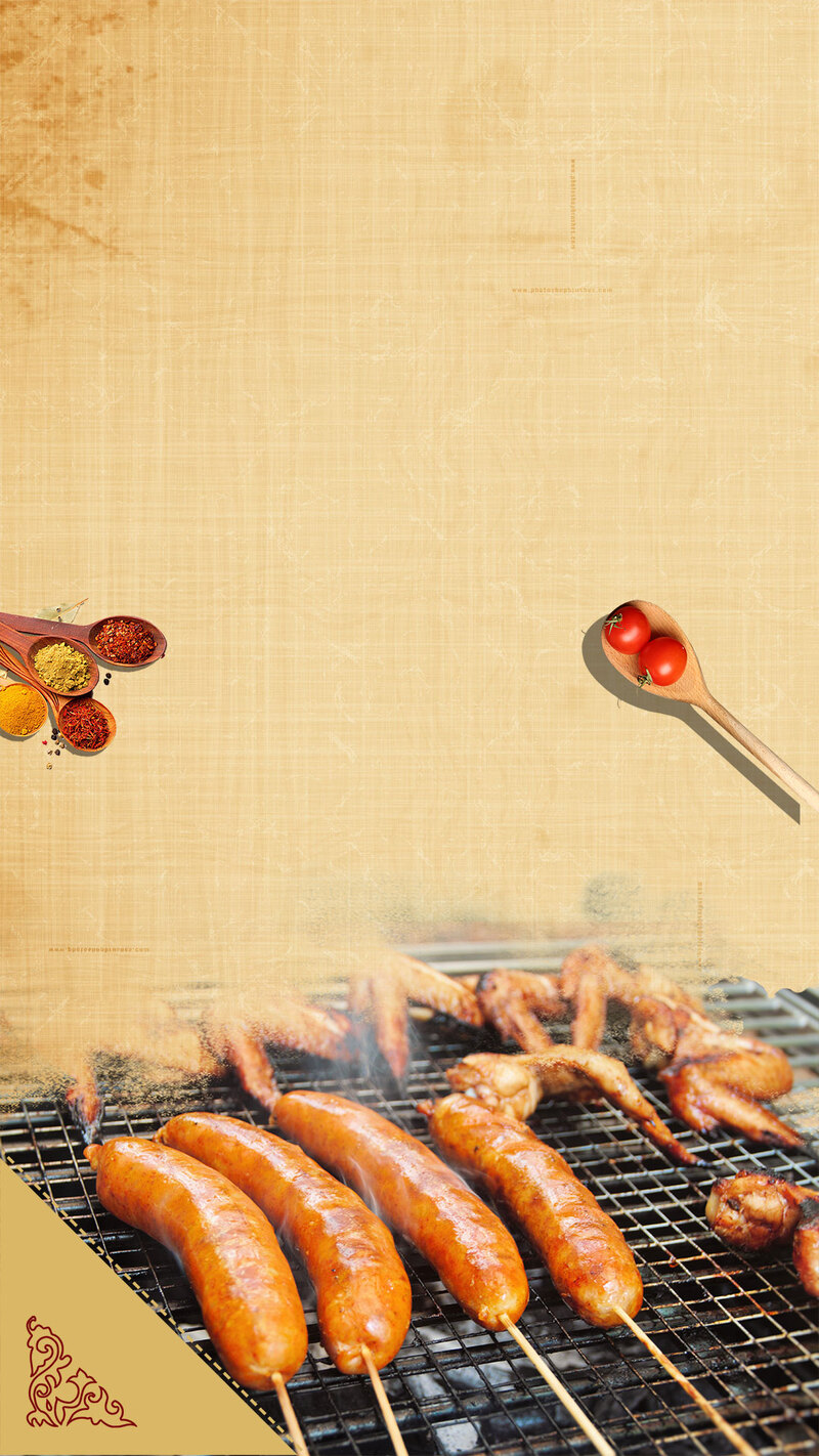 复古中国风BBQ鸡翅烧烤店H5背景素材，高清JPG图片，设计灵感源自古典风情，免费下载