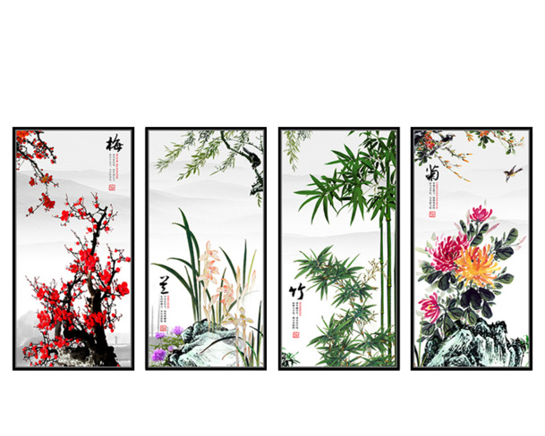 高清中国风梅兰竹菊PNG透明装饰画素材，下载精美装饰元素，展现独特国风魅力