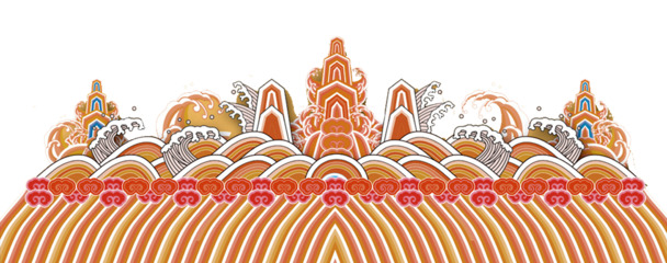 高清江水山崖PNG透明装饰元素花纹设计素材，免费下载