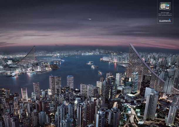 高清傍晚城市全景鸟瞰PNG素材，透明背景，摄影风景图，设计元素免费下载