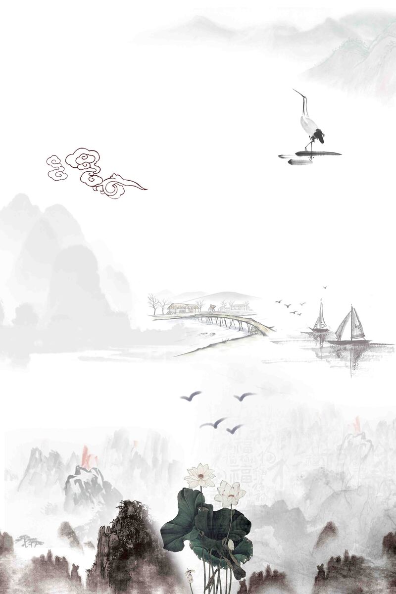 复古中国风，寒露节气山水高清JPG图片素材，一键下载中国风设计元素