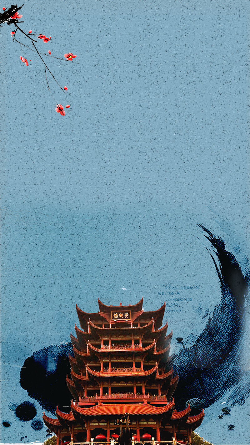 黄鹤楼复古风光，武汉印象高清JPG，国风设计素材免费下载
