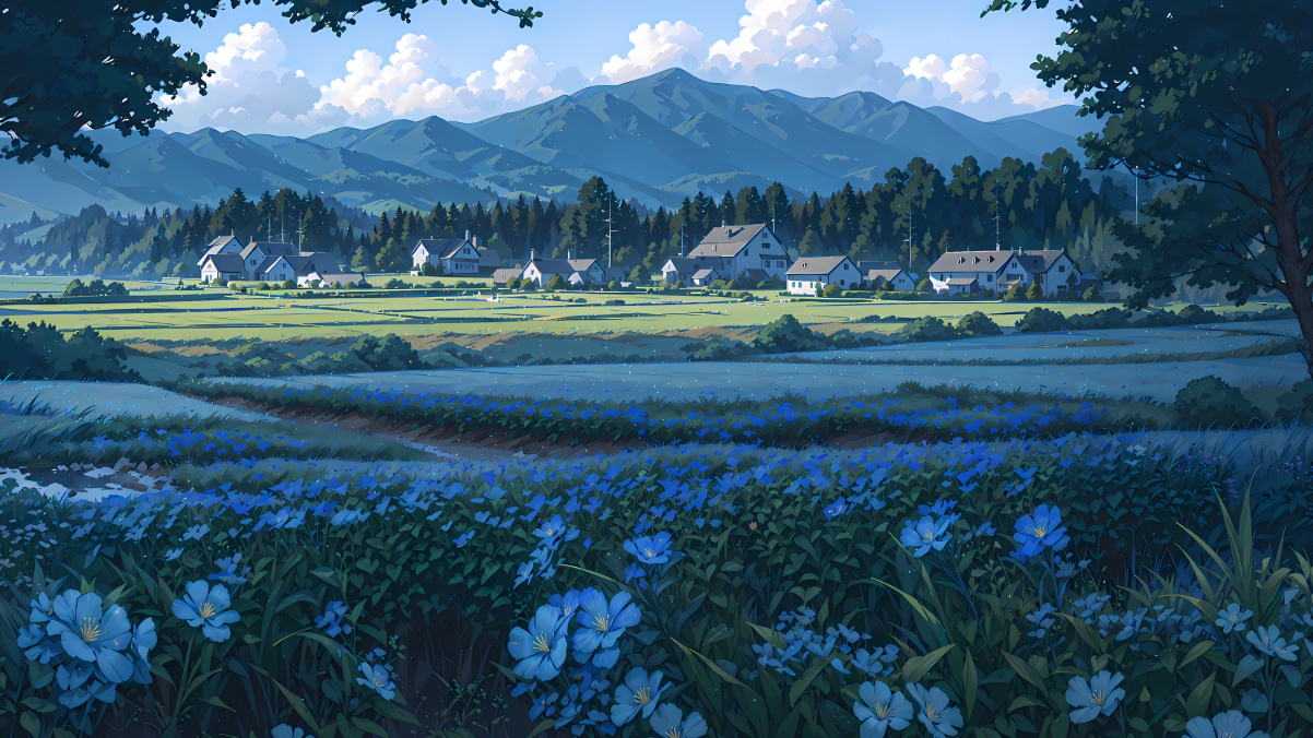 绝美幽兰草甸风光，乡村4K高清壁纸，3840x2160分辨率，免费下载欣赏