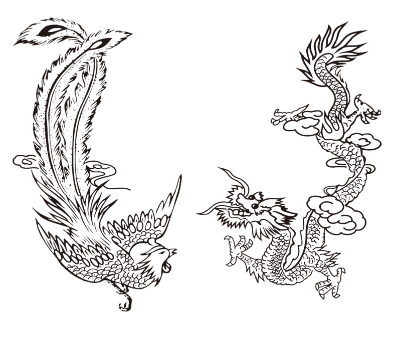 中国风龙凤呈祥高清PNG素材，透明装饰元素，一键下载