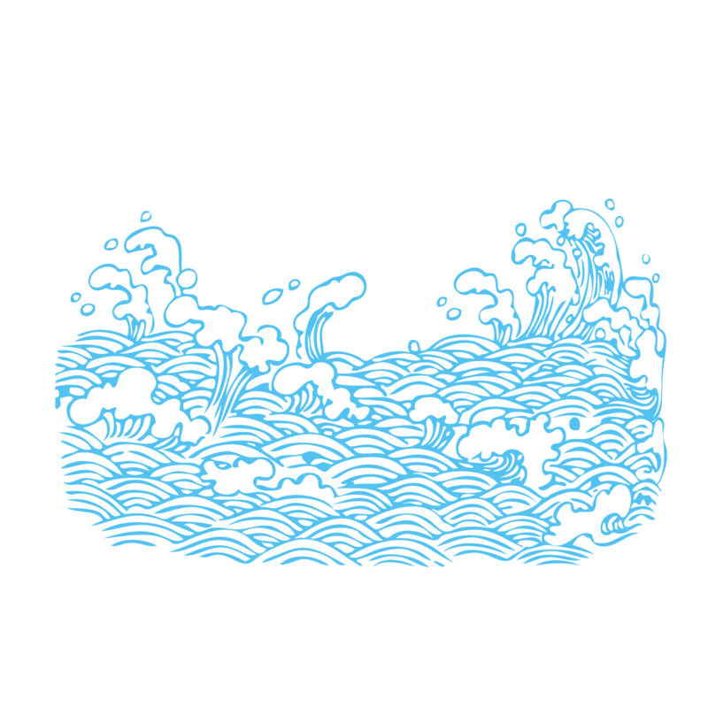 矢量手绘大海波浪PNG透明高清素材，创意花纹设计装饰元素下载