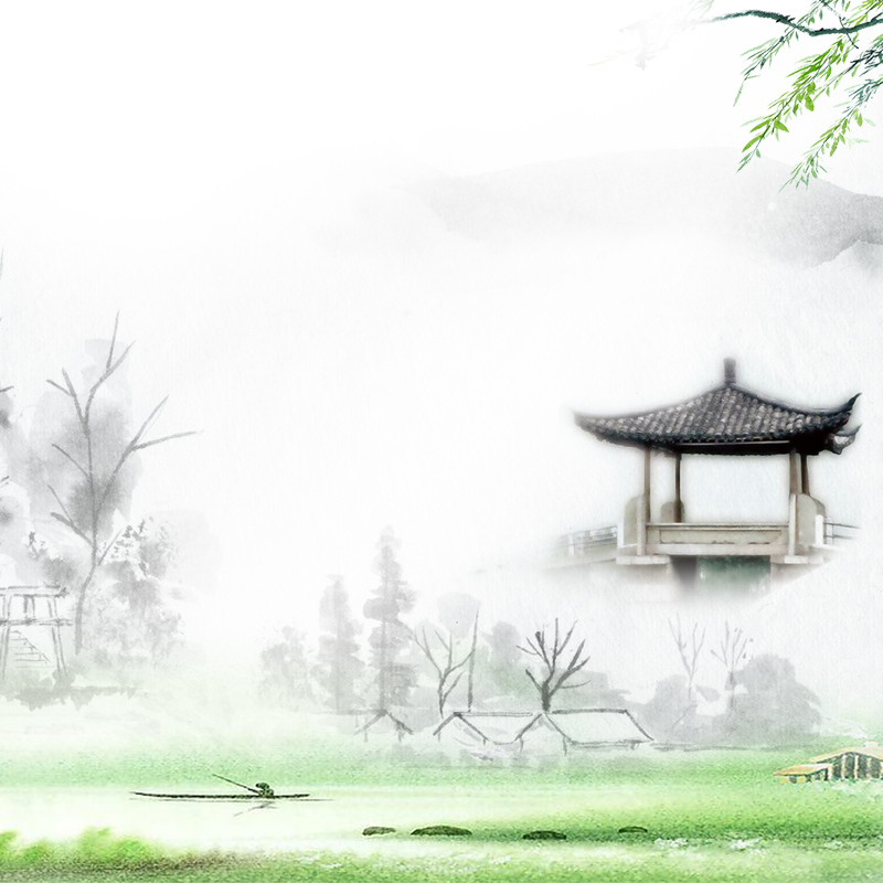 复古中国风清明节水墨画高清JPG背景素材，设计元素下载