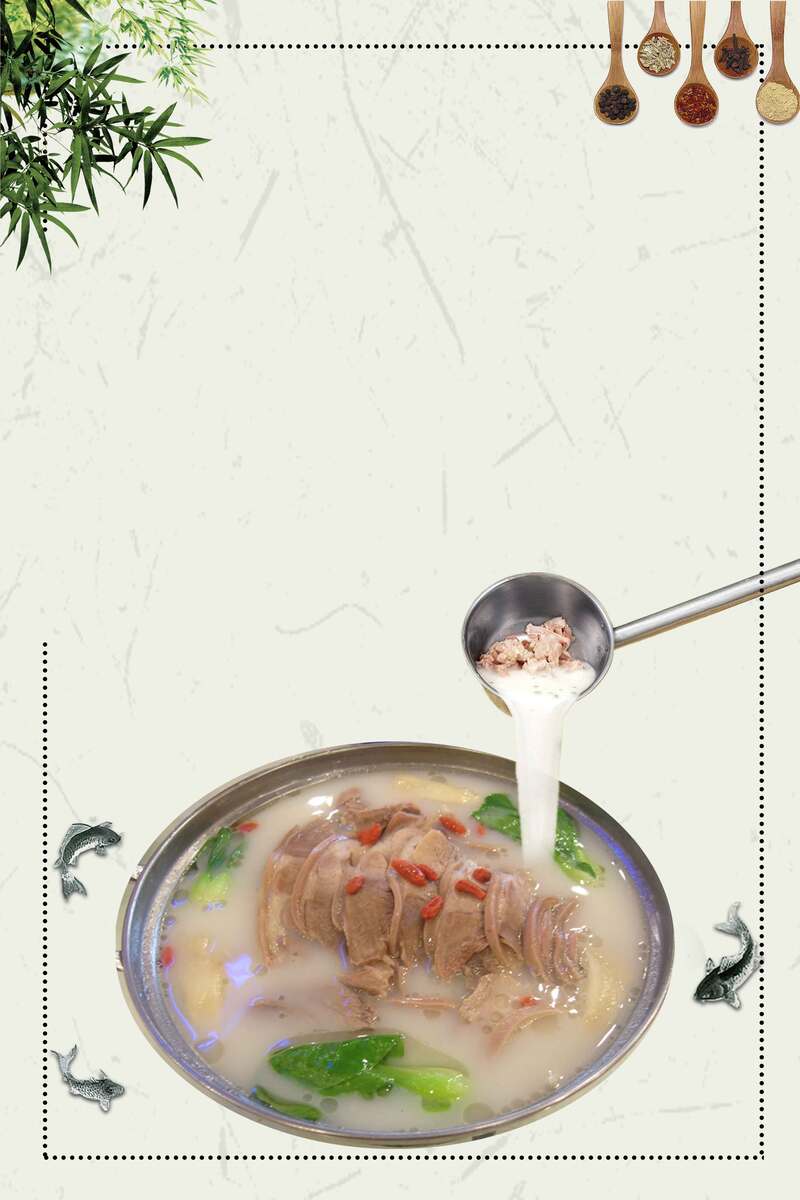 复古中国风羊肉汤餐厅宣传图，高清JPG与PSD设计素材，展现纯正白色汤底魅力，下载即用