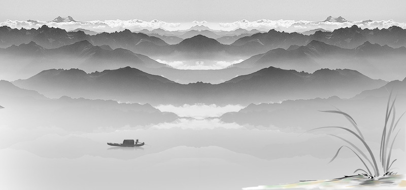复古中国风水墨群山海报Banner，高清JPG设计素材下载