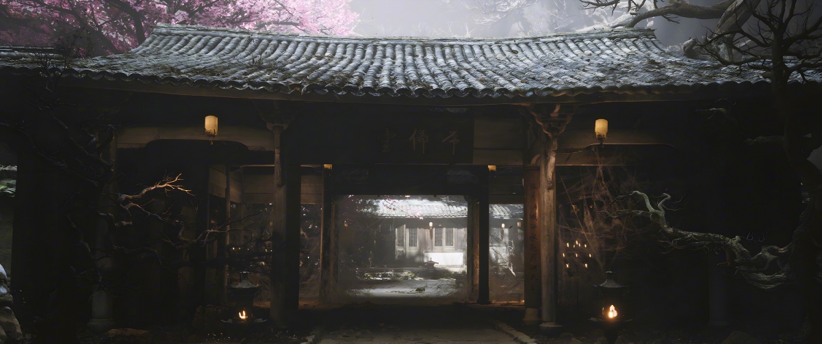 《黑神话，悟空》序章佛堂场景，4K高清带鱼屏壁纸，3440x1440分辨率，游戏美图下载