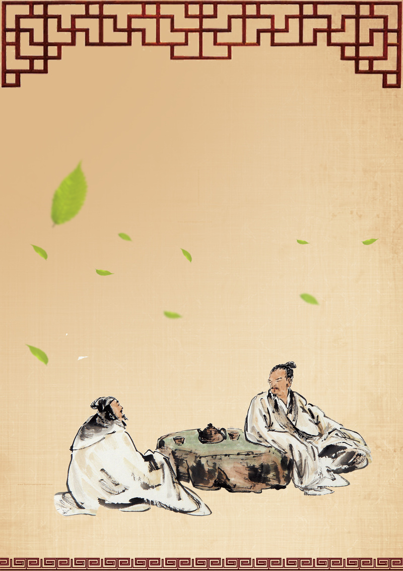 复古中国风高清JPG图片，探寻古人品茶雅韵，精选设计素材下载