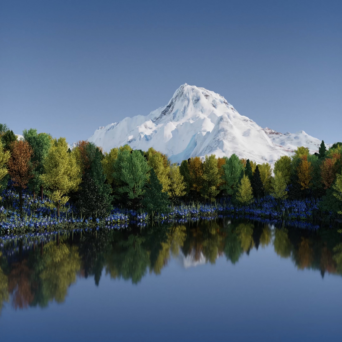 荣耀Magic V2折叠屏尊享，雪山、湖水、树林4K超高清风景壁纸，2160x2160分辨率，内置精选美图下载