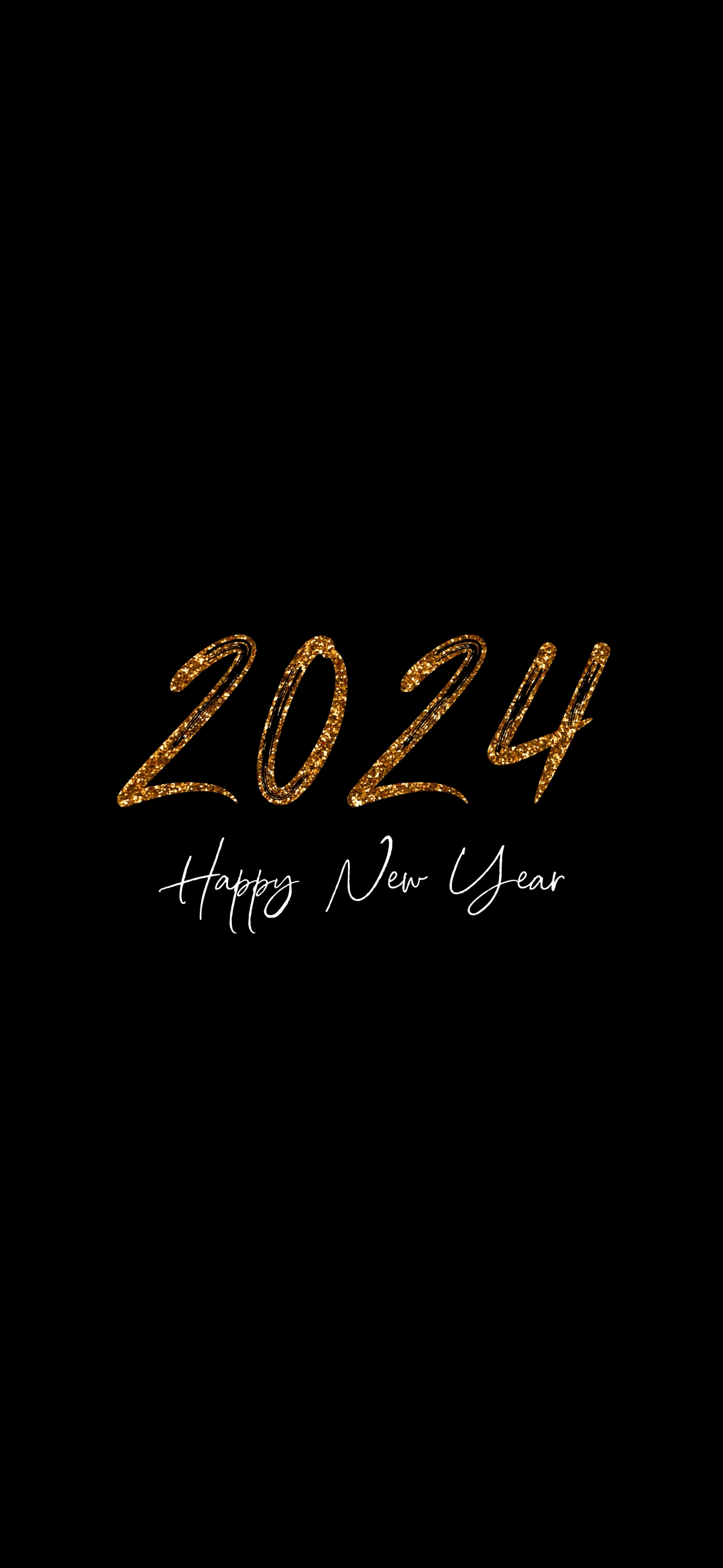 2024新年艺术壁纸，璀璨金黄个性字体，4K/8K超高清手机壁纸，3543x7680分辨率，免费下载