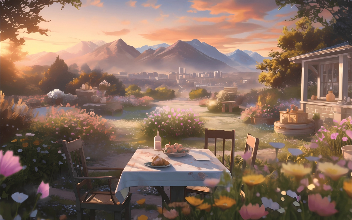绝美落日余晖晚宴场景 2560x1600超清桌面壁纸，高清美图免费下载