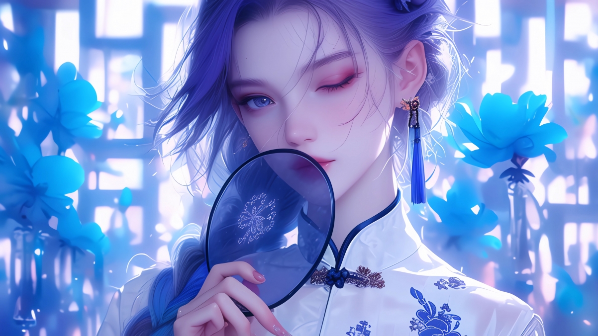 高清4K金克丝旗袍动漫壁纸下载 - 3840x2160分辨率，精美电脑桌面背景
